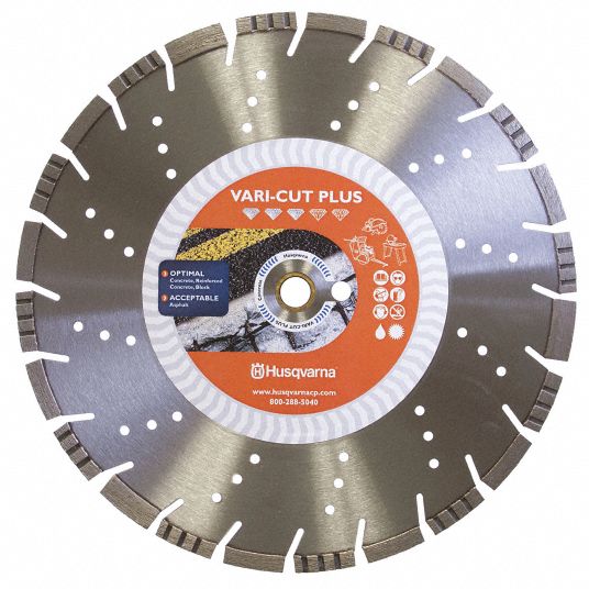 Husqvarna 14 In Blade Dia 1 In Arbor Size Diamond Saw Blade 53dt81vari Cut S65 14 Grainger 1948