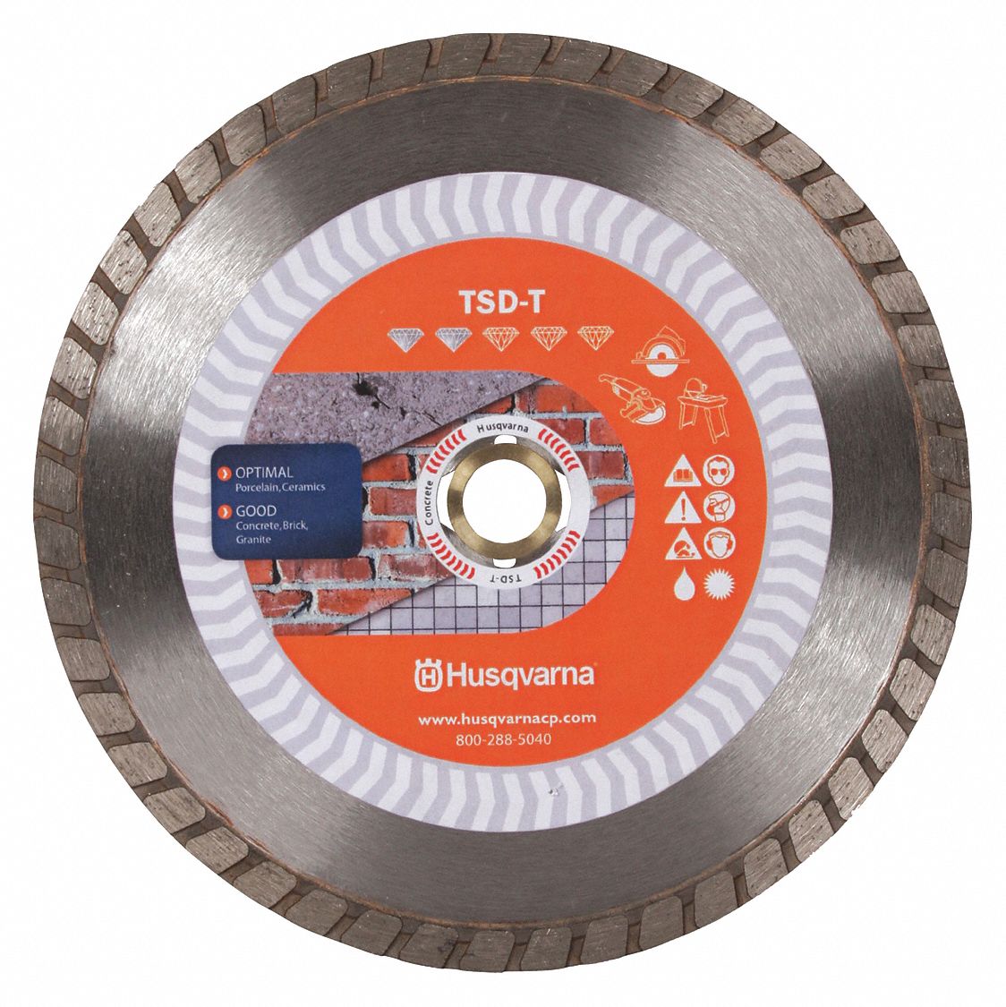 DIAMOND SAW BLADE, CONTINUOUS, 4½ IN DIA, ⅝ /⅞ IN, WET/DRY, 0.080 IN, CONCRETE