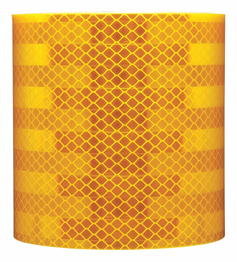 Reflective Tape: Marking/School Buses, Yellow, 3 in Wd, 50 yd Lg, Acrylic