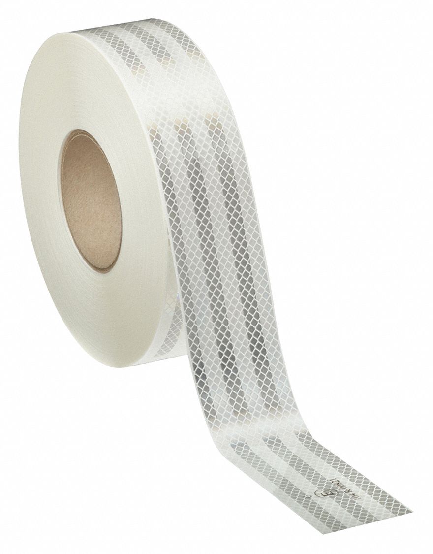 Reflective Tape: White, 6 in Wd, 50 yd Lg, Acrylic