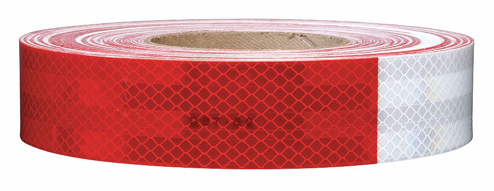 Reflective Tape: Marking/Trailers, Red/White, 2 in Wd, 50 yd Lg, Acrylic, 6 PK