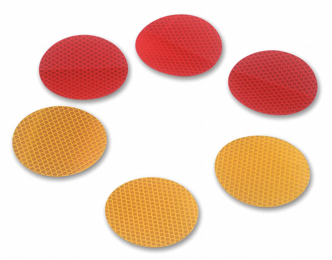 Reflective Tape: Trucks and Trailers, Amber, 3 in Wd, 3 in Lg, Acrylic, 50 PK