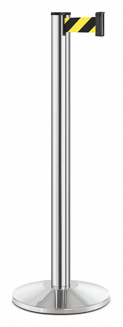 Barrier Post, Steel, Chrome