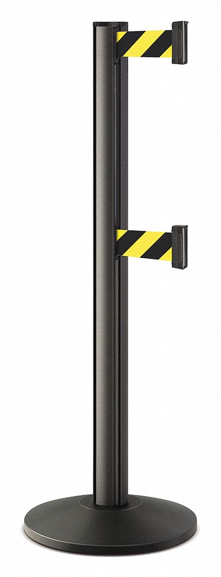 Barrier Post, Steel, Black Wrinkle
