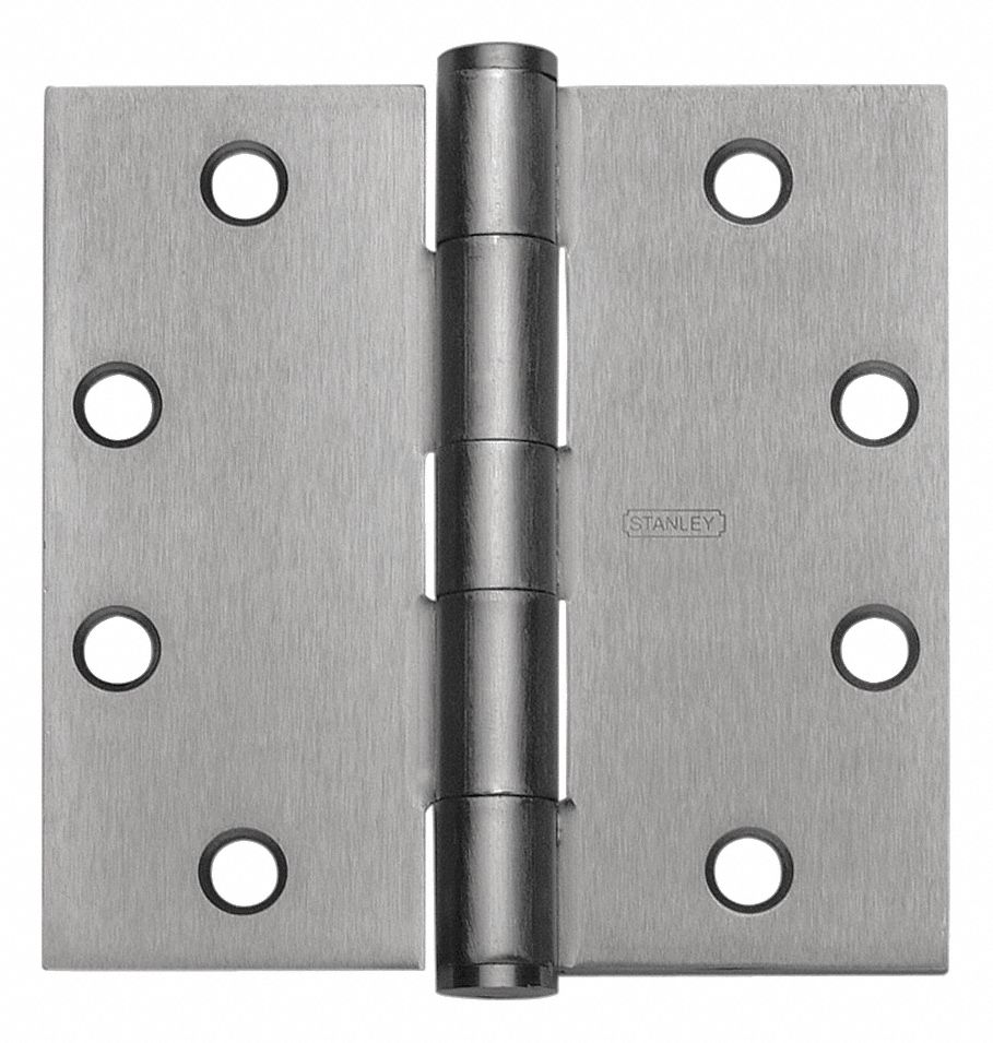 Butt Hinge: Stainless Steel, Full Mortise, 2 1/4 in Leaf Wd