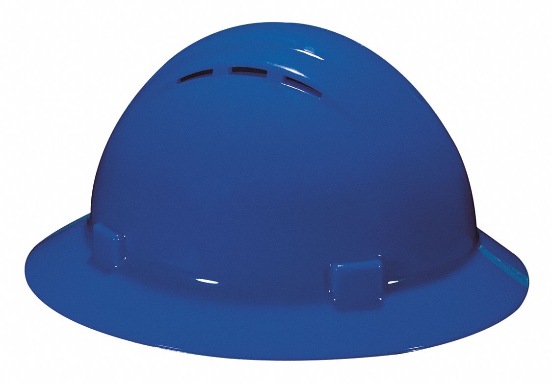 Hard Hat: Blue, No Graphics, Ratchet (4-Point), Ratchet, Polyethylene, ERB SAFETY