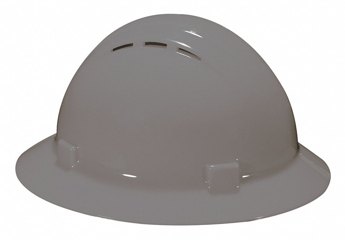 gray full brim hard hat