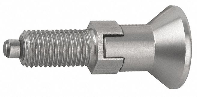 Indexing Plunger: Locking, 18-8 SS Body w/ 400 SS Plunger, 1"-8 Thread, 20 N to 46 N Nose Force