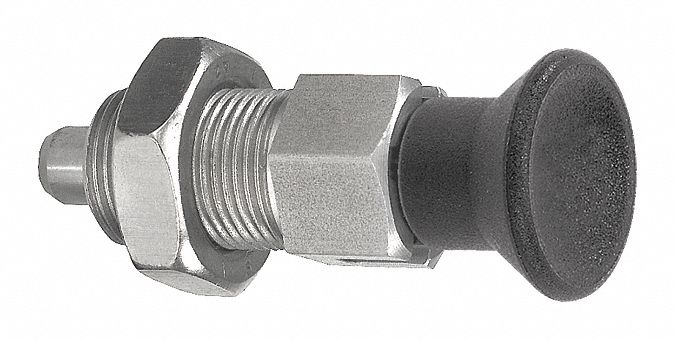 Indexing Plunger: Locking, 18-8 SS Body w/ 400 SS Plunger, 1"-8 Thread, 20 N to 46 N Nose Force