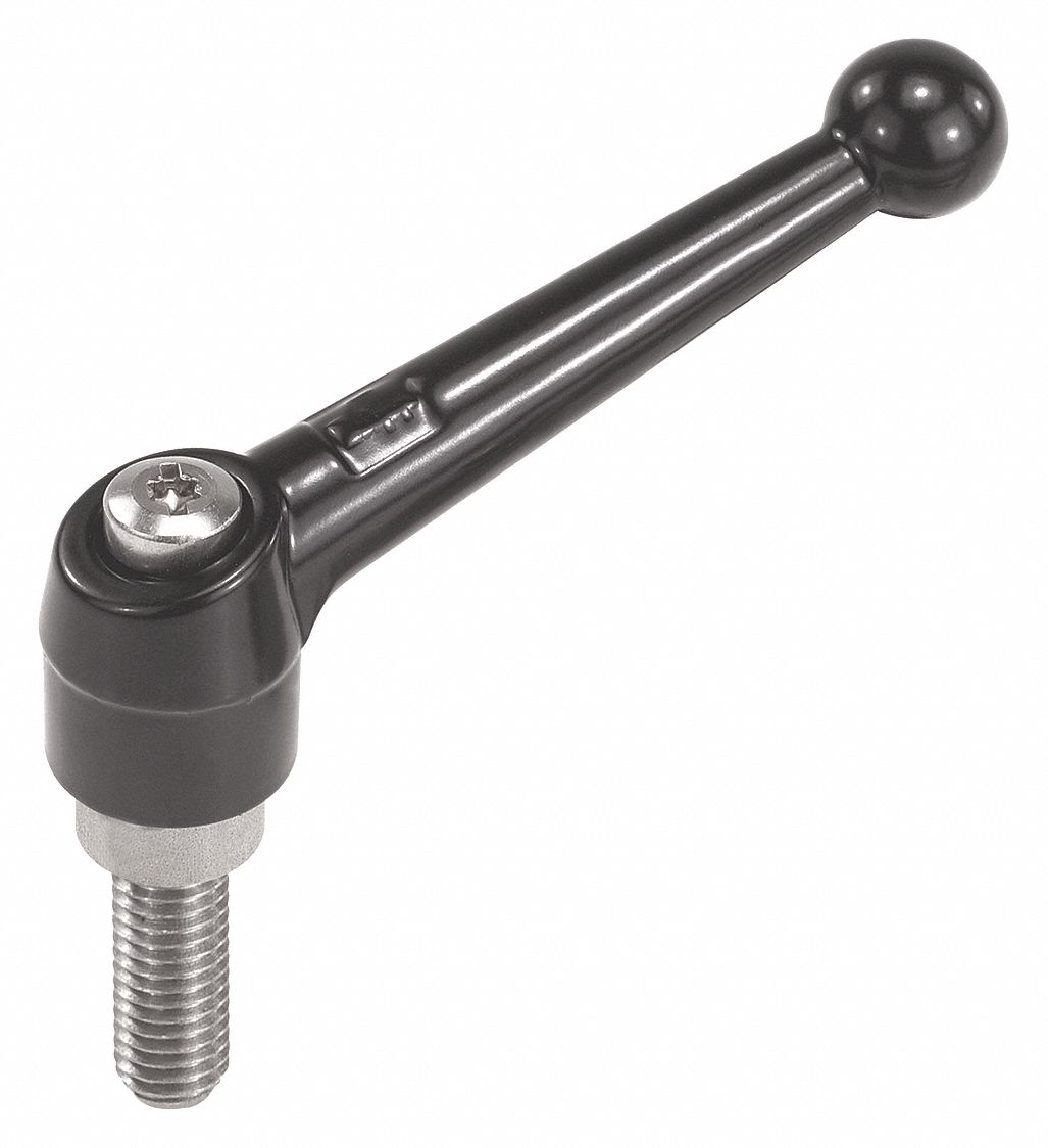 Adjustable Handle: Zinc w/ SS Thread, #10-24, 39 mm Lg