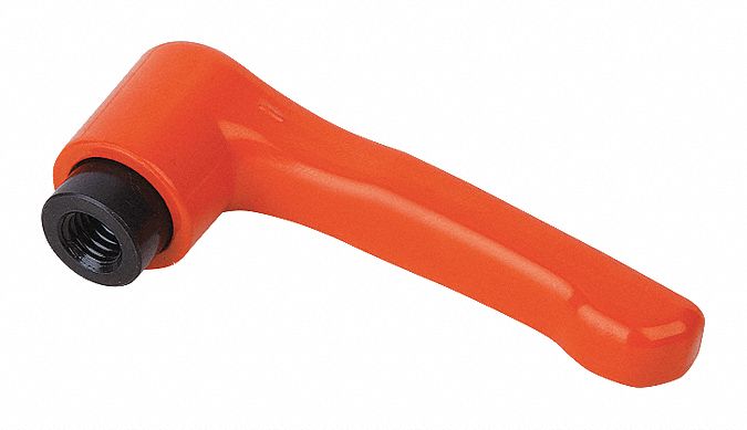 Adjustable Handle: Zinc w/ Steel Thread, 1/4"-20 Thread, 12 mm Thread Lg, 65 mm Lg, Orange