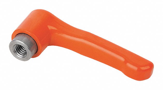Adjustable Handle: Zinc w/ SS Thread, M8 Thread, 12 mm Thread Lg, 65 mm Lg, Orange