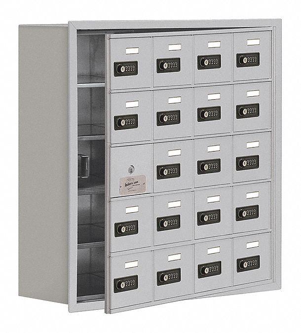 Cell Phone Locker: 29 1/4 in x 8 3/4 in x 29 3/4 in, 5 Tiers, 4 Units Wide