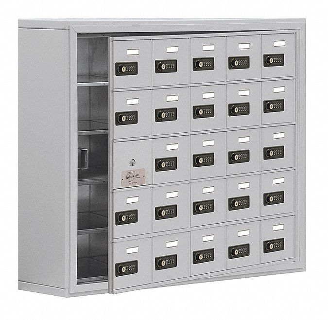 Cell Phone Locker: 37 in x 9 1/4 in x 31 in, 5 Tiers, 5 Units Wide, 24 Lockers