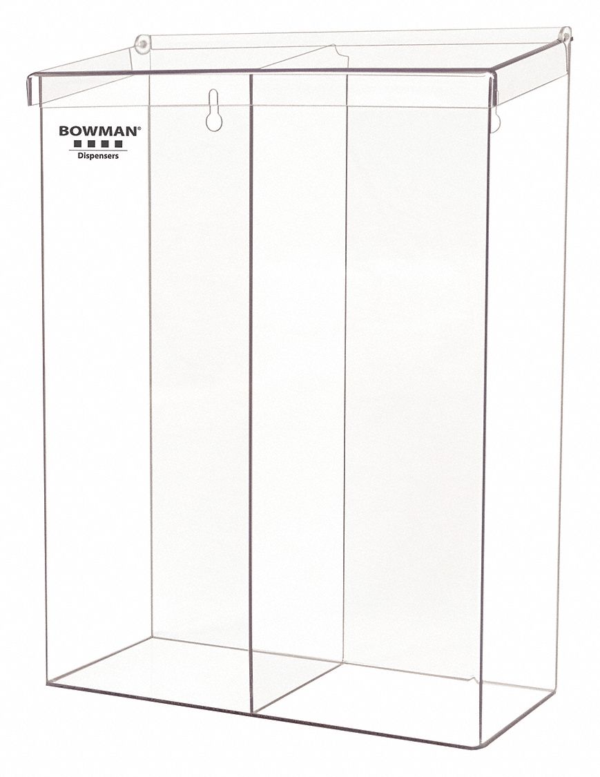 Protection Dispenser: Wall, 12 5/8 in x 5 3/4 in x 17 in, PETG, Clear