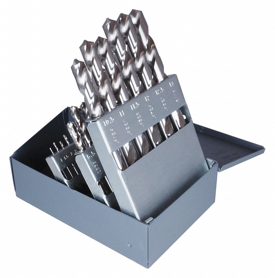 JOBBER LENGTH DRILL BIT SET, 1/16 IN SMALLEST BIT, ½ IN LARGEST BIT, 4XD