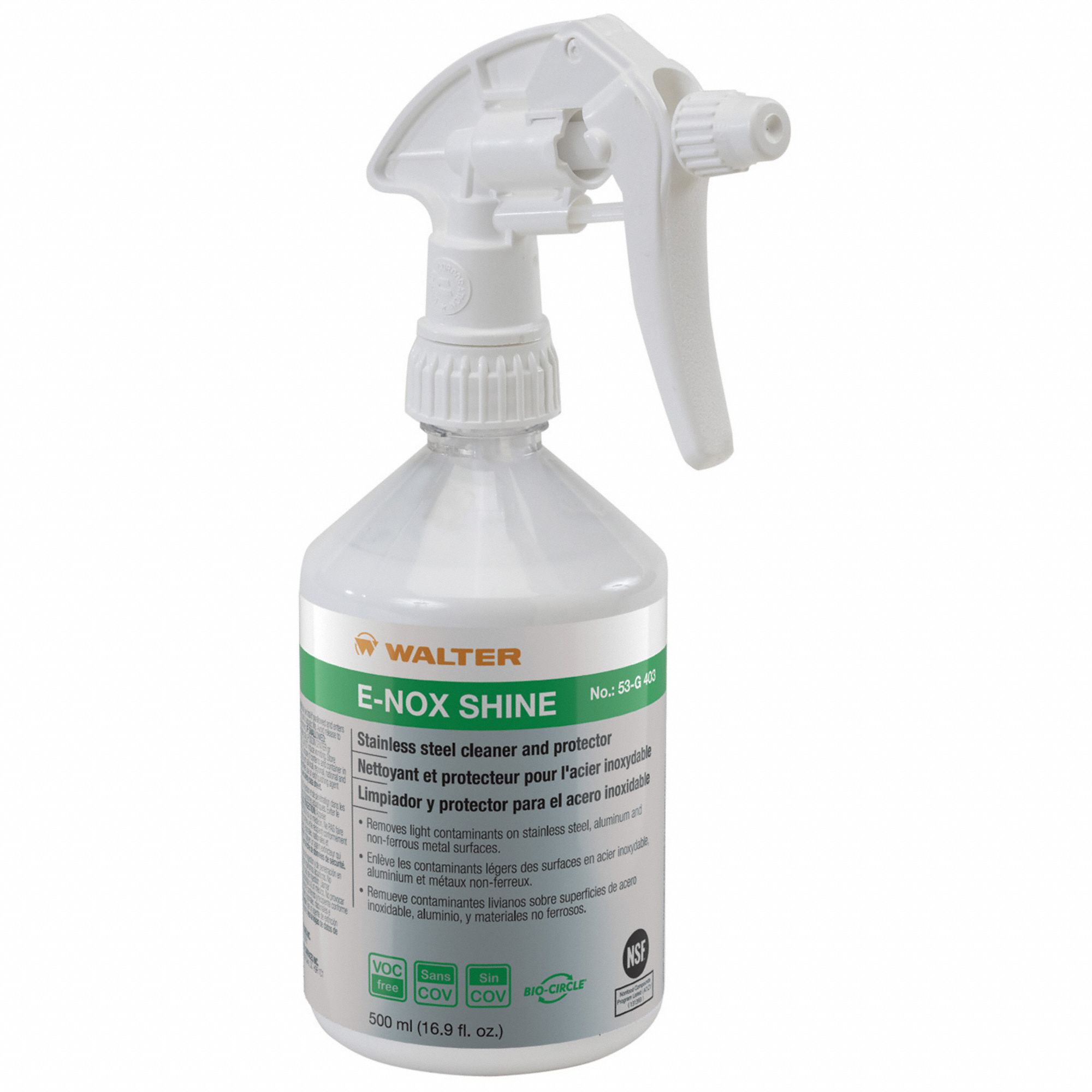 500 mL, Spray Bottle, Stainless Steel Cleaner 444C6853G403 Grainger