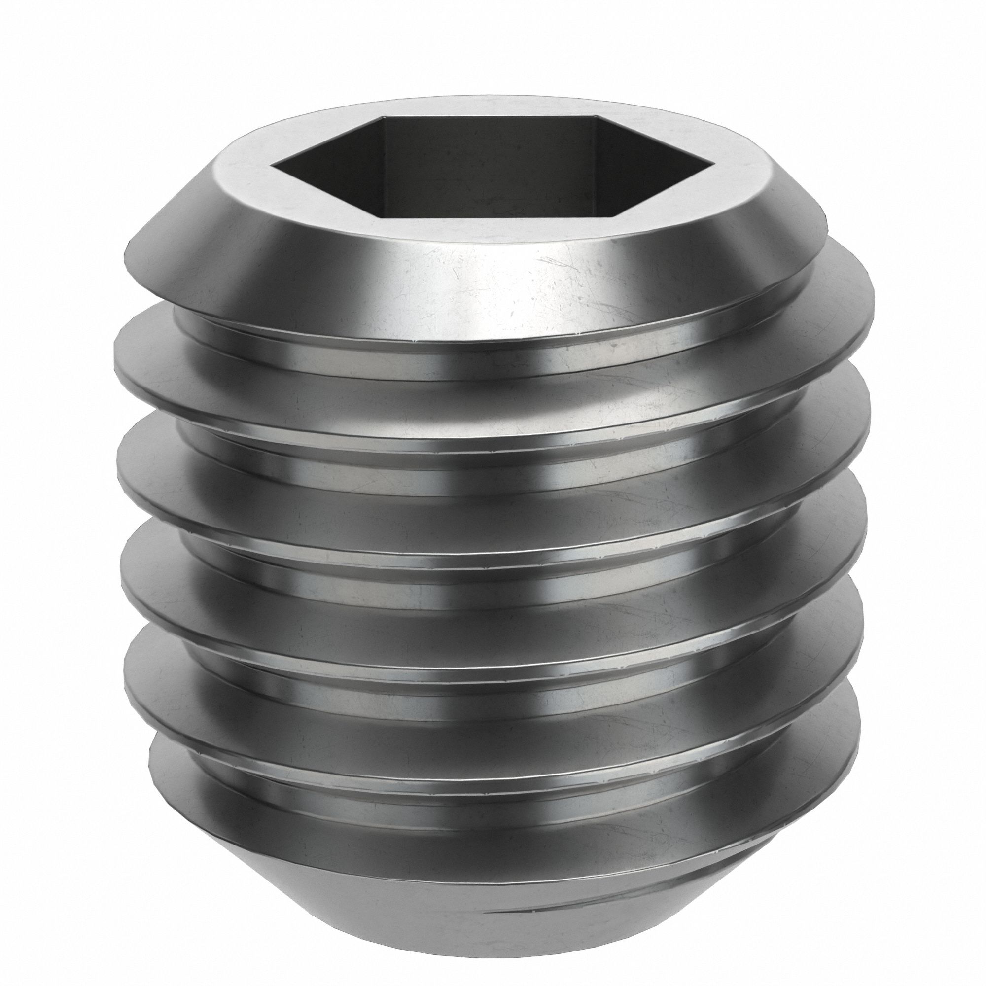 Socket Set Screw: M10x1.5 Thread Size, 10 mm Overall Lg, Cup pt, Stainless Steel, Plain, 10 PK