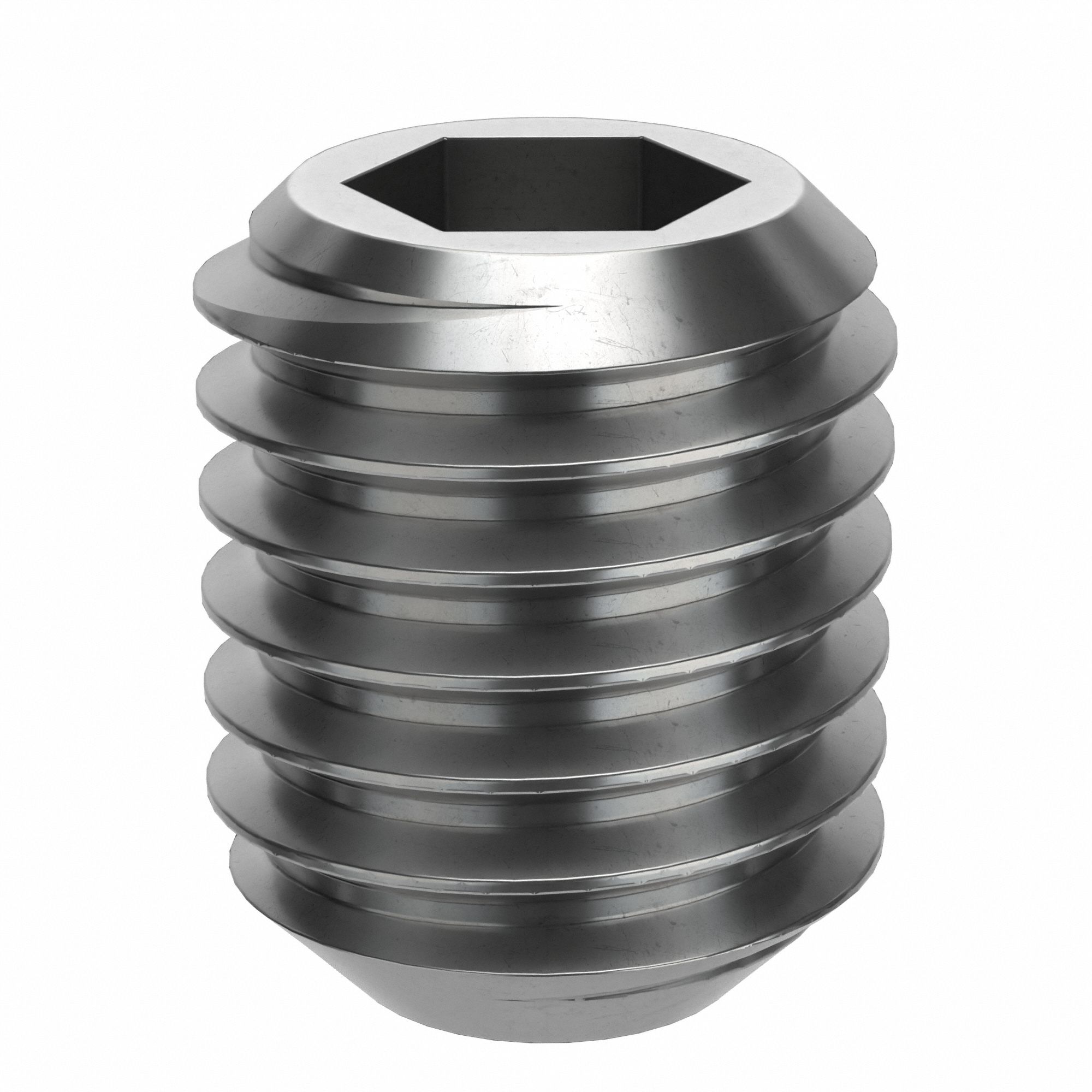 Socket Set Screw: M10x1.5 Thread Size, 12 mm Overall Lg, Cup pt, Stainless Steel, Plain, 10 PK