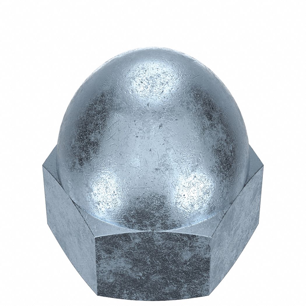 Cap Nut: M3x0.50 Thread, Zinc-Plated, Class 6, Steel, 6.5 mm Ht, 5 1/2 mm Hex Wd, 100 PK