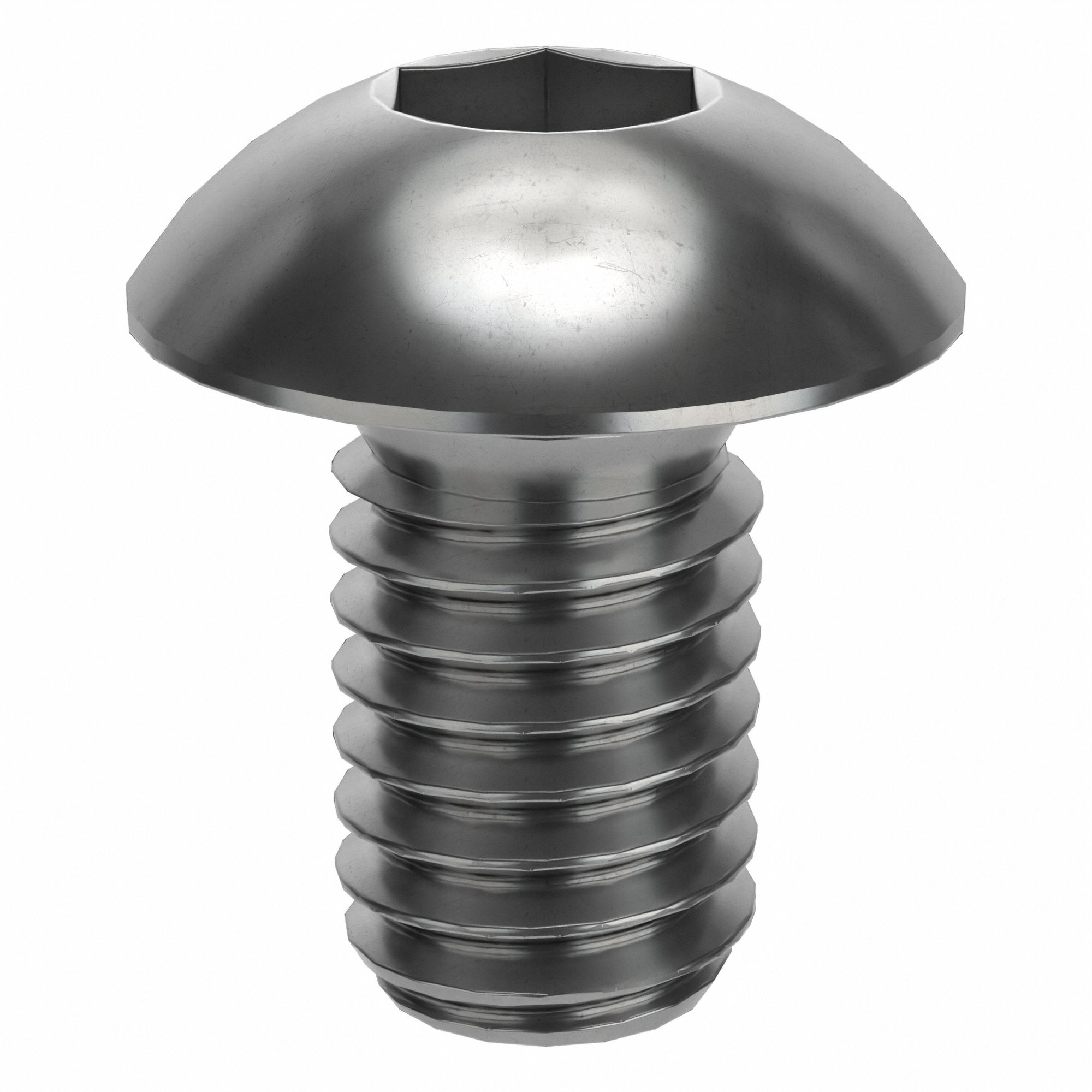 Socket Head Cap Screw: M3x0.50 Thread Size, 5 mm Lg, Button, Plain, Stainless Steel, 18-8, 50 PK