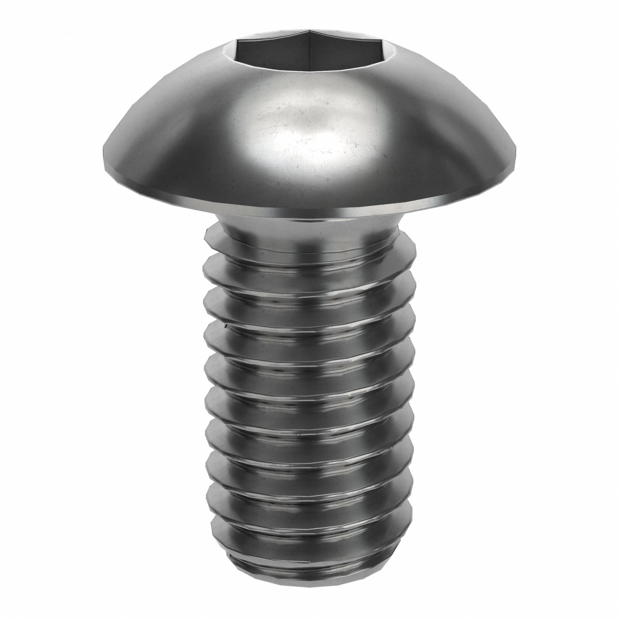 Socket Head Cap Screw: M3x0.50 Thread Size, 6 mm Lg, Button, Plain, Stainless Steel, 18-8, 50 PK