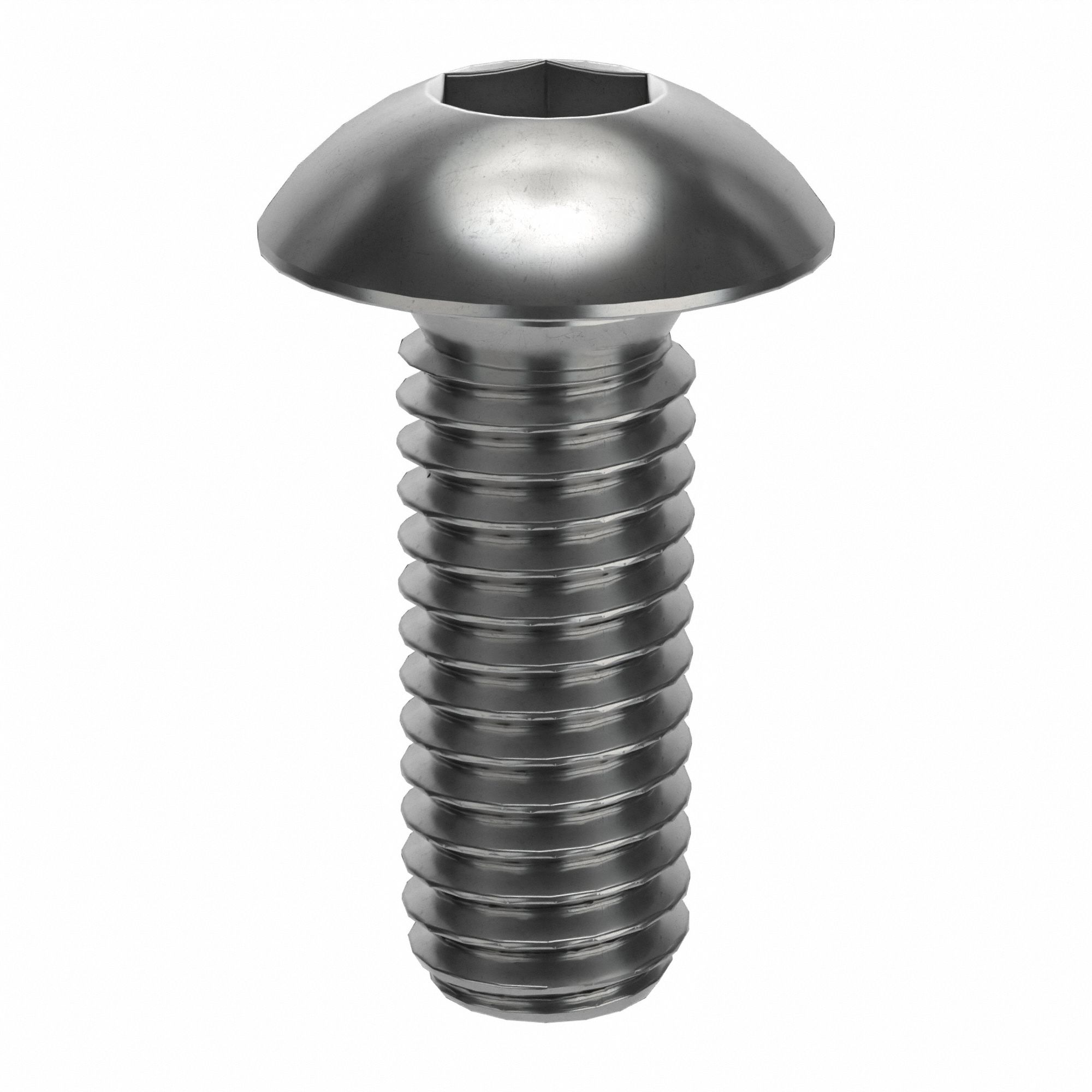 Socket Head Cap Screw: M3x0.50 Thread Size, 8 mm Lg, Button, Plain, Stainless Steel, 18-8, 50 PK