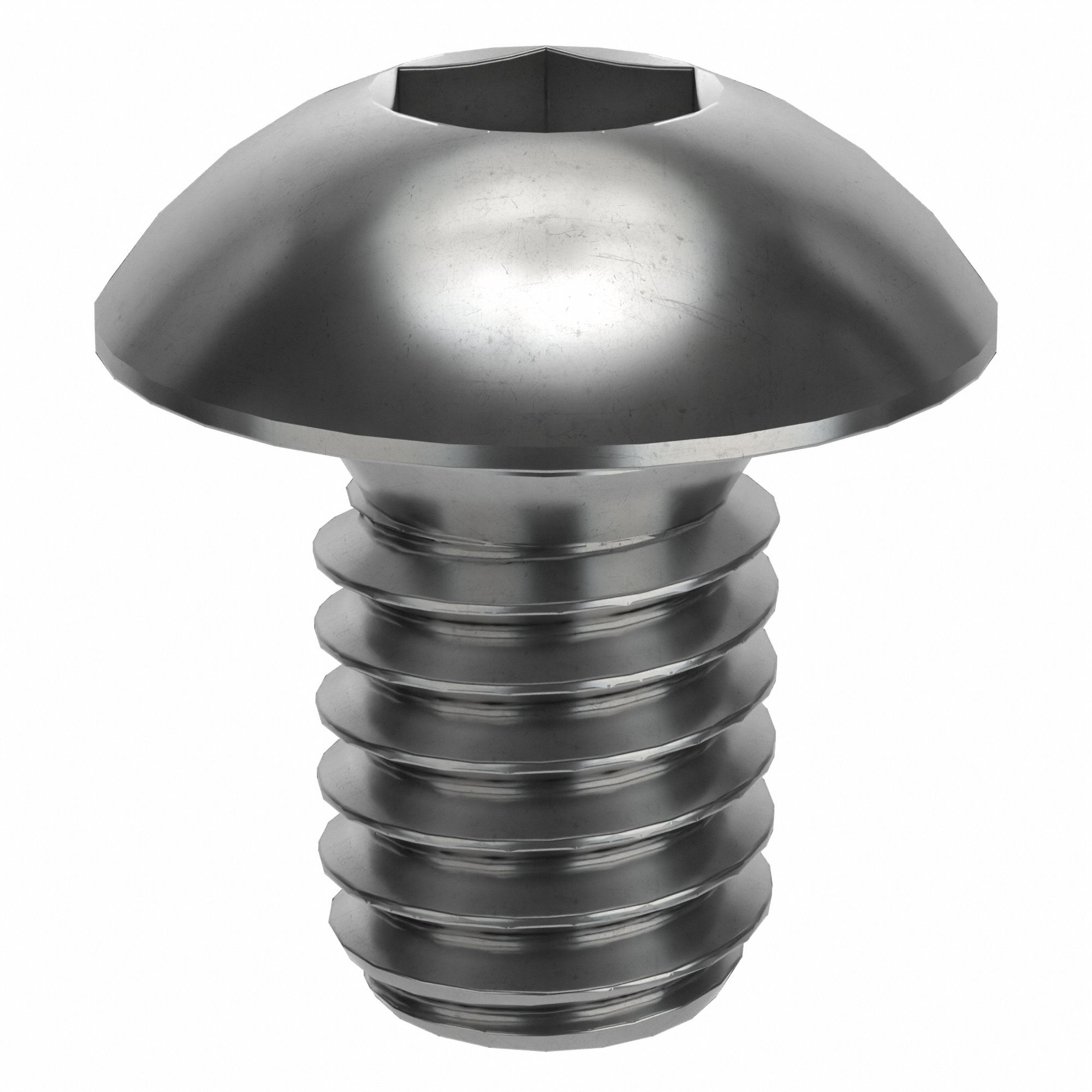 Socket Head Cap Screw: M4x0.70 Thread Size, 6 mm Lg, Button, Plain, Stainless Steel, 18-8, 50 PK