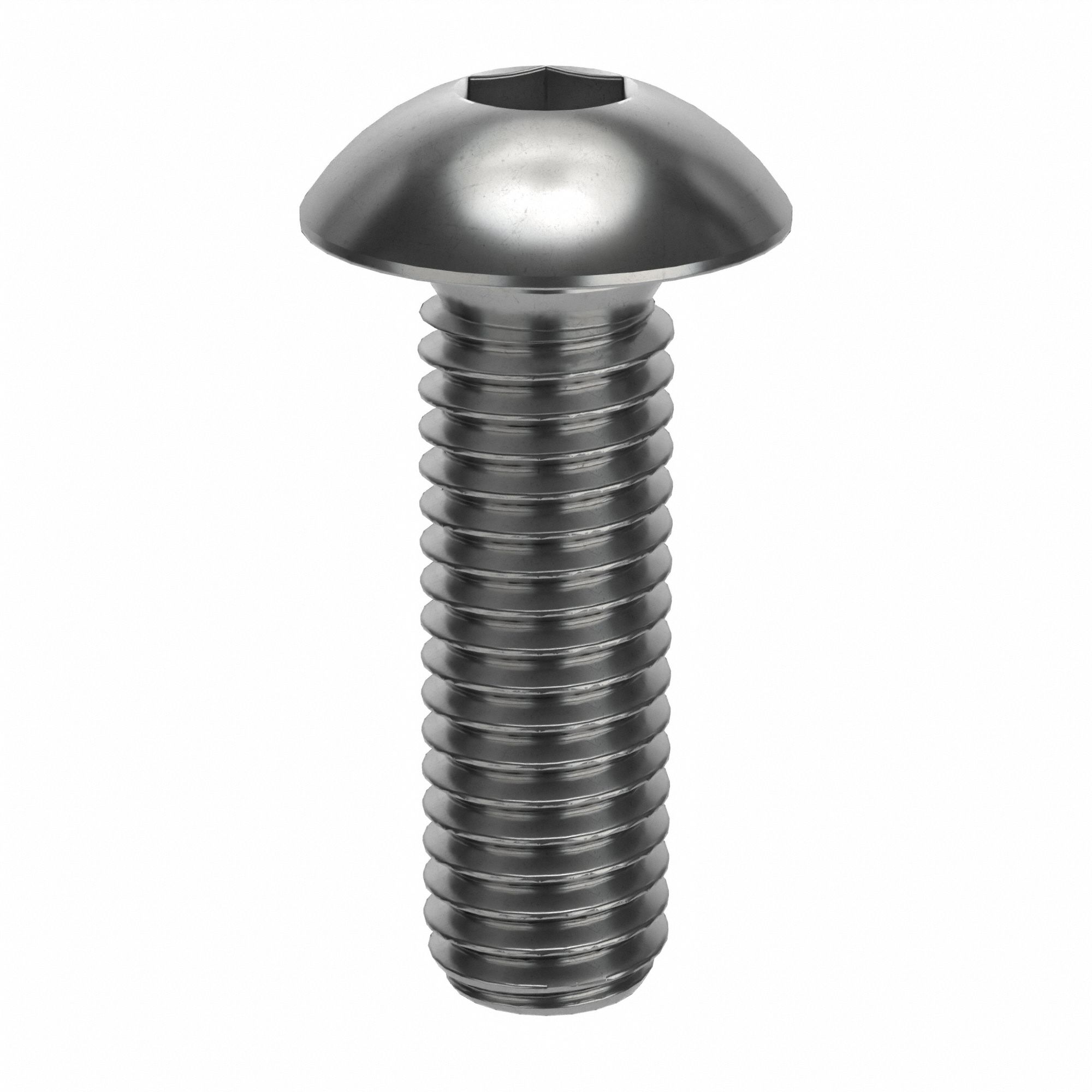 Socket Head Cap Screw: M5x0.80 Thread Size, 16 mm Lg, Button, Plain, Stainless Steel, 18-8, 50 PK