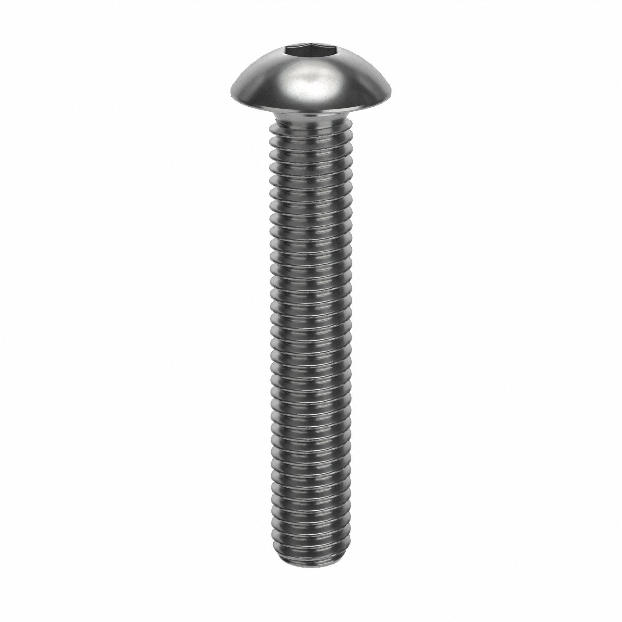 Socket Head Cap Screw: M5x0.80 Thread Size, 30 mm Lg, Button, Plain, Stainless Steel, 18-8, 50 PK