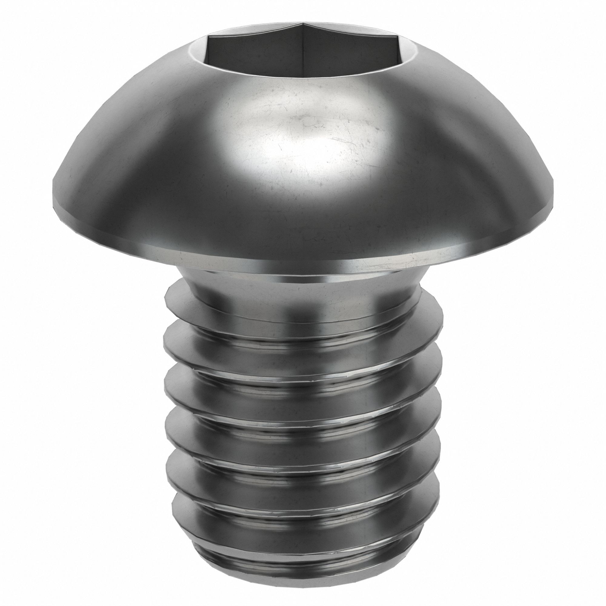 Socket Head Cap Screw: M6x1.00 Thread Size, 8 mm Lg, Button, Plain, Stainless Steel, 18-8, 50 PK