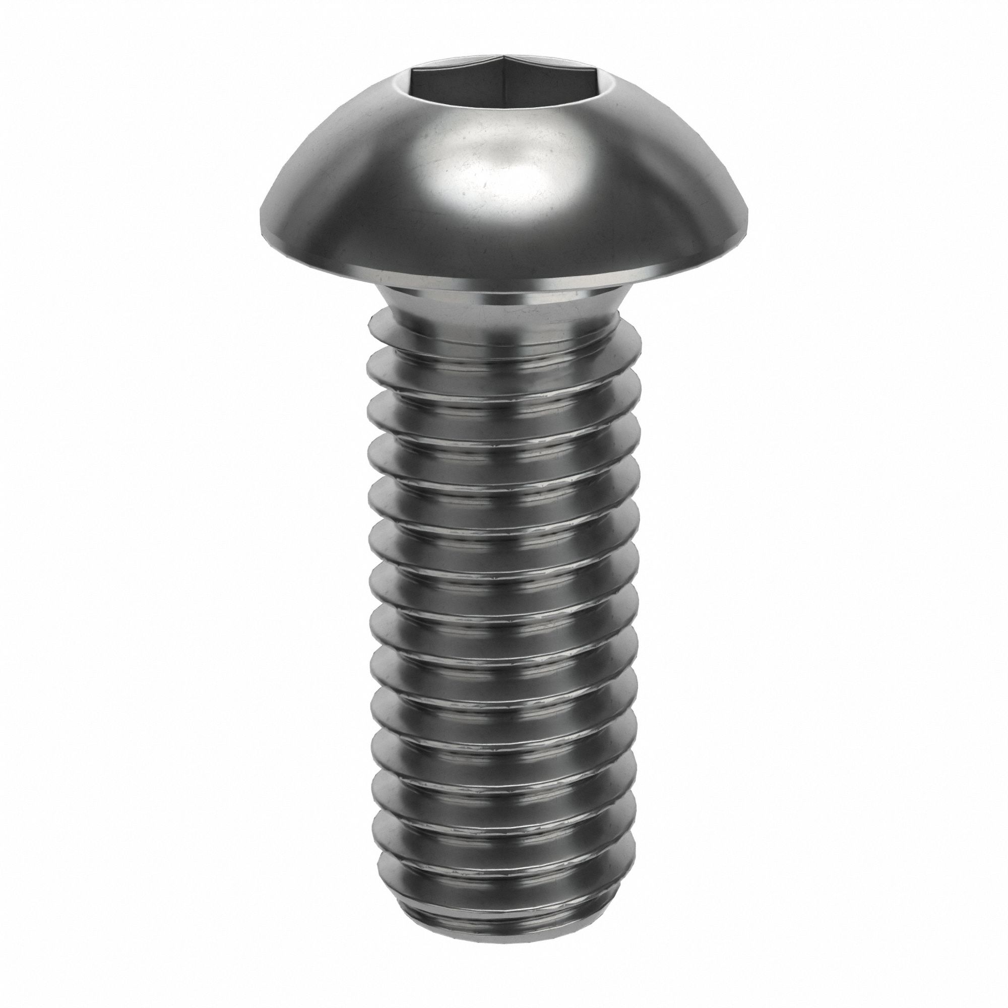 Socket Head Cap Screw: M6x1.00 Thread Size, 16 mm Lg, Button, Plain, Stainless Steel, 18-8, 50 PK