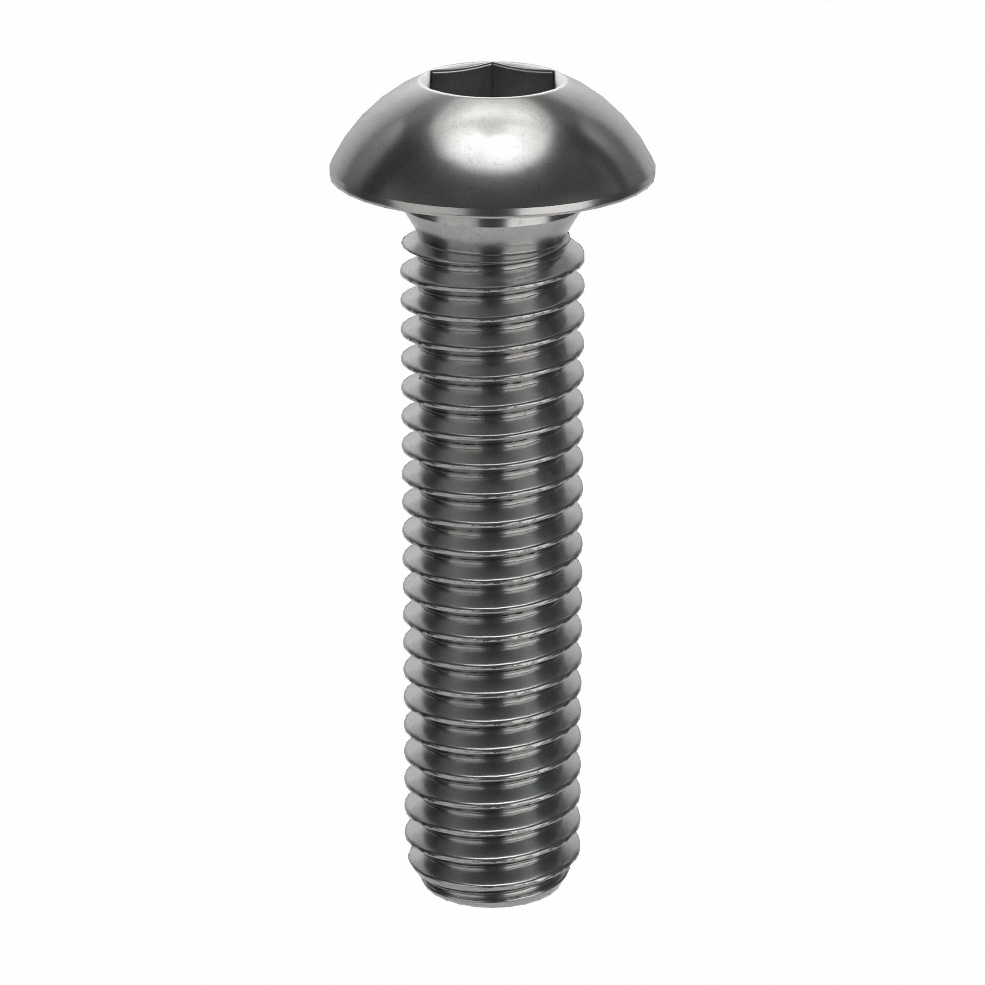 Socket Head Cap Screw: M6x1.00 Thread Size, 25 mm Lg, Button, Plain, Stainless Steel, 18-8, 50 PK