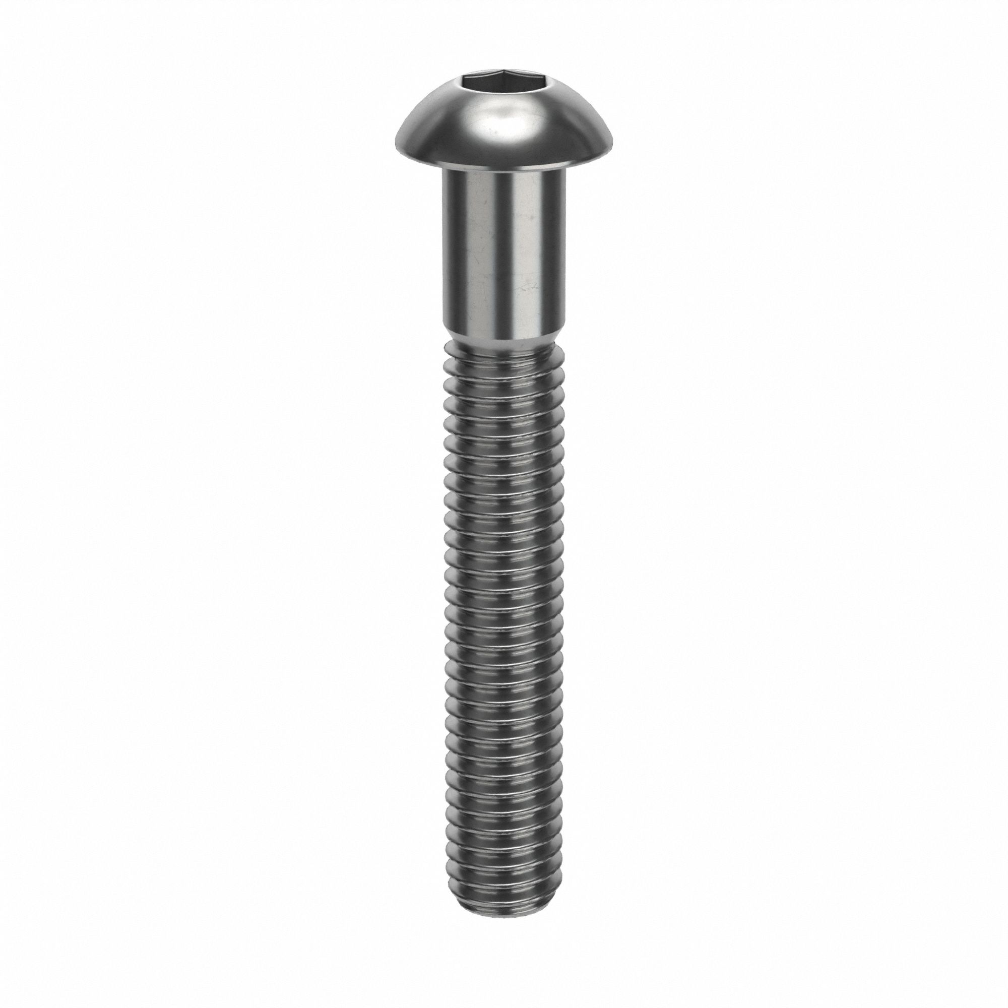 Socket Head Cap Screw: M6x1.00 Thread Size, 40 mm Lg, Button, Plain, Stainless Steel, 18-8, 50 PK