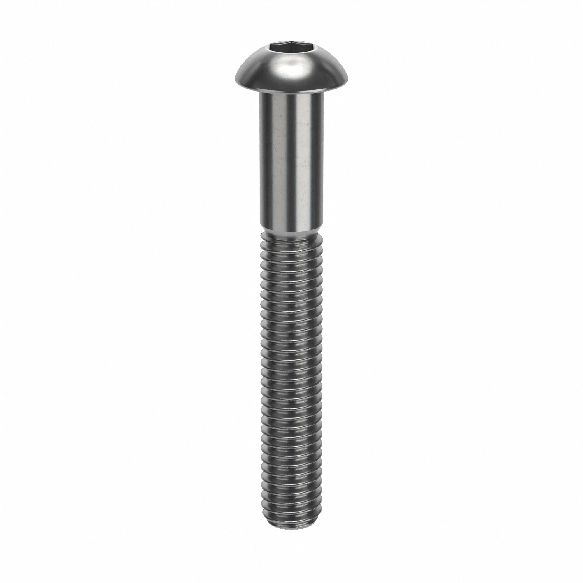 Socket Head Cap Screw: M6x1.00 Thread Size, 45 mm Lg, Button, Plain, Stainless Steel, 18-8, 50 PK