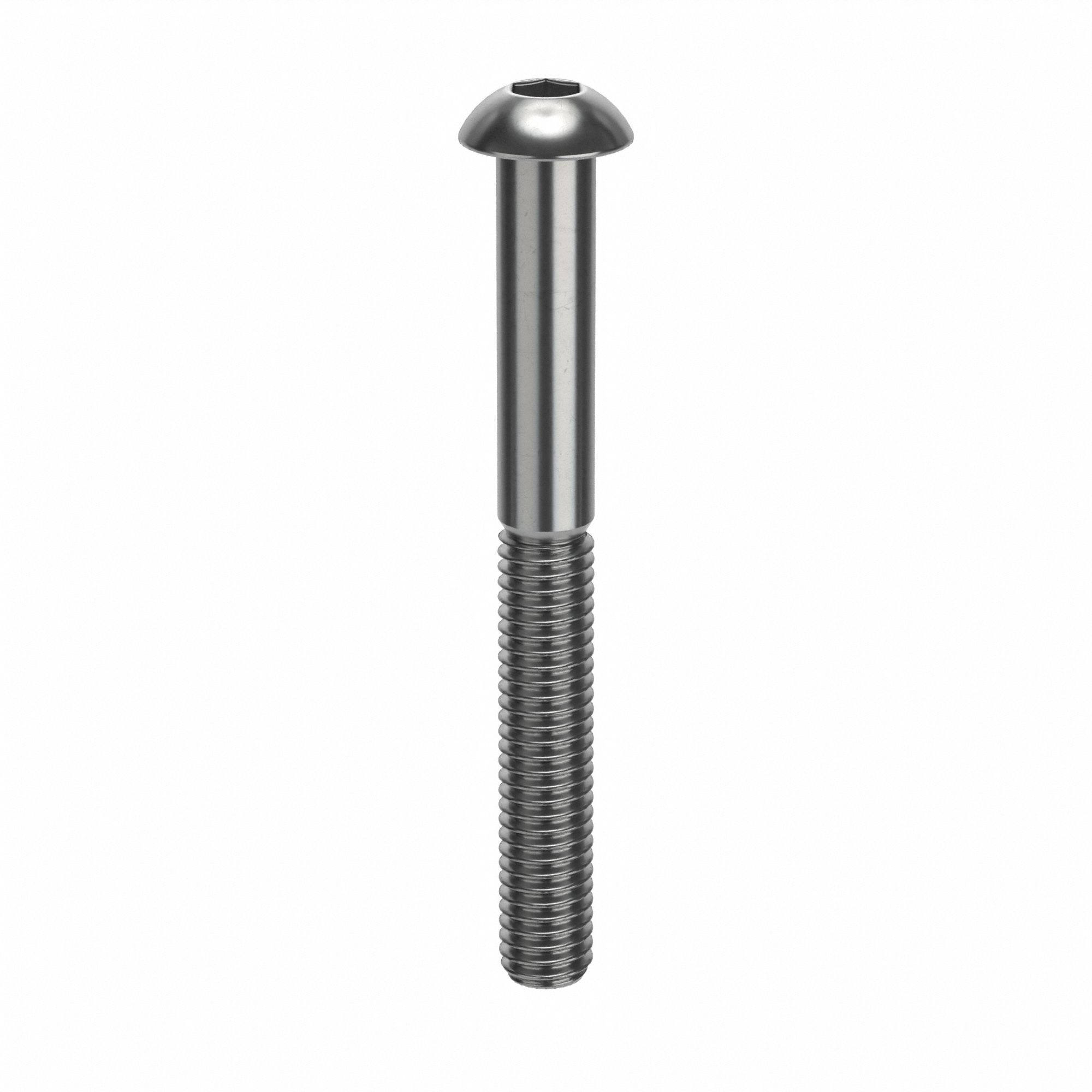 Socket Head Cap Screw: M6x1.00 Thread Size, 55 mm Lg, Button, Plain, Stainless Steel, 18-8, 50 PK