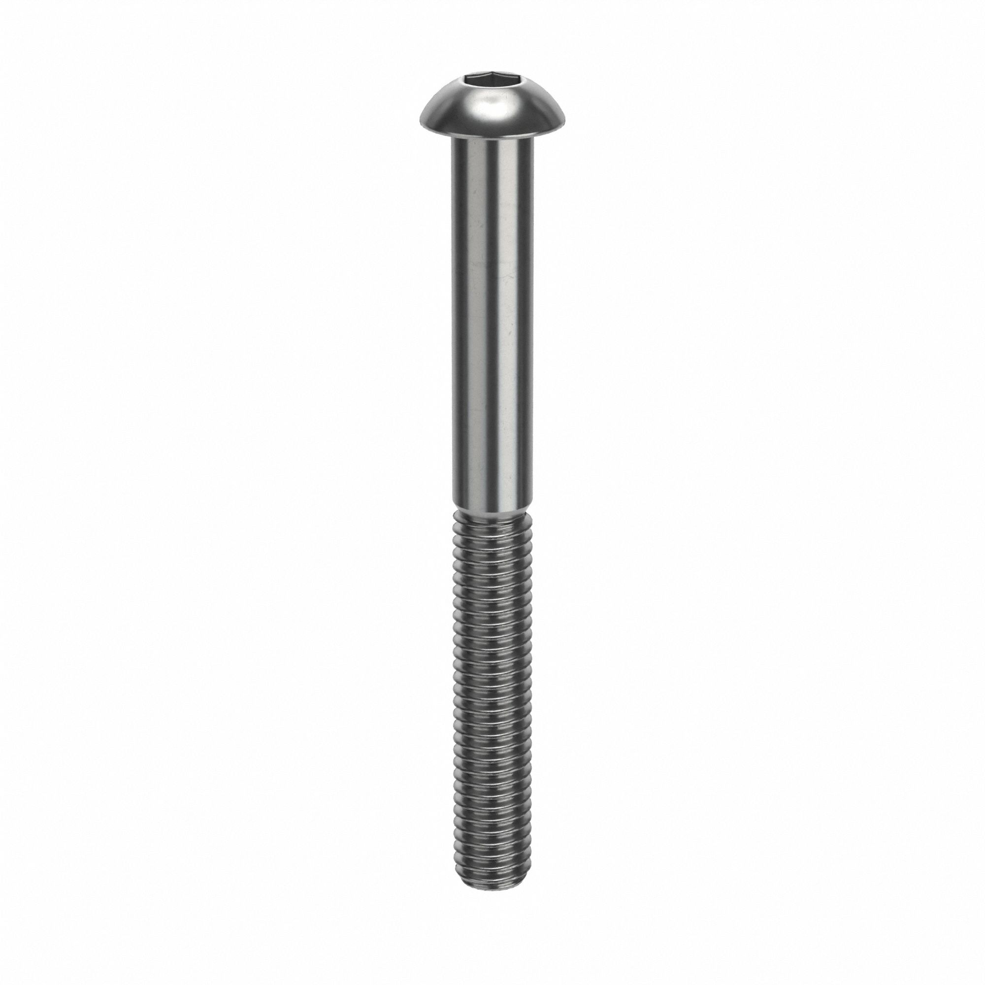 Socket Head Cap Screw: M6x1.00 Thread Size, 60 mm Lg, Button, Plain, Stainless Steel, 18-8, 50 PK