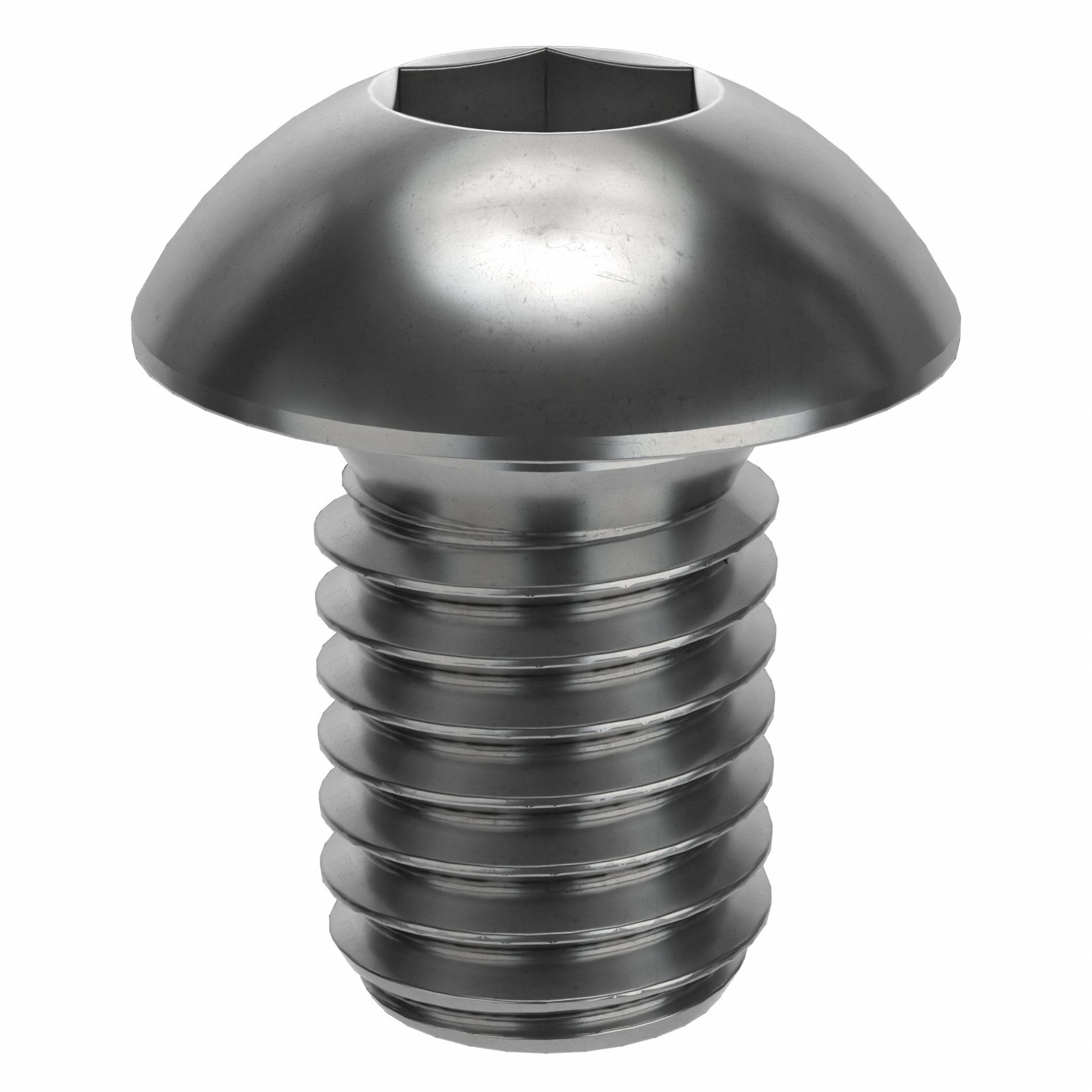 Socket Head Cap Screw: M8x1.25 Thread Size, 12 mm Lg, Button, Plain, Stainless Steel, 18-8, 50 PK