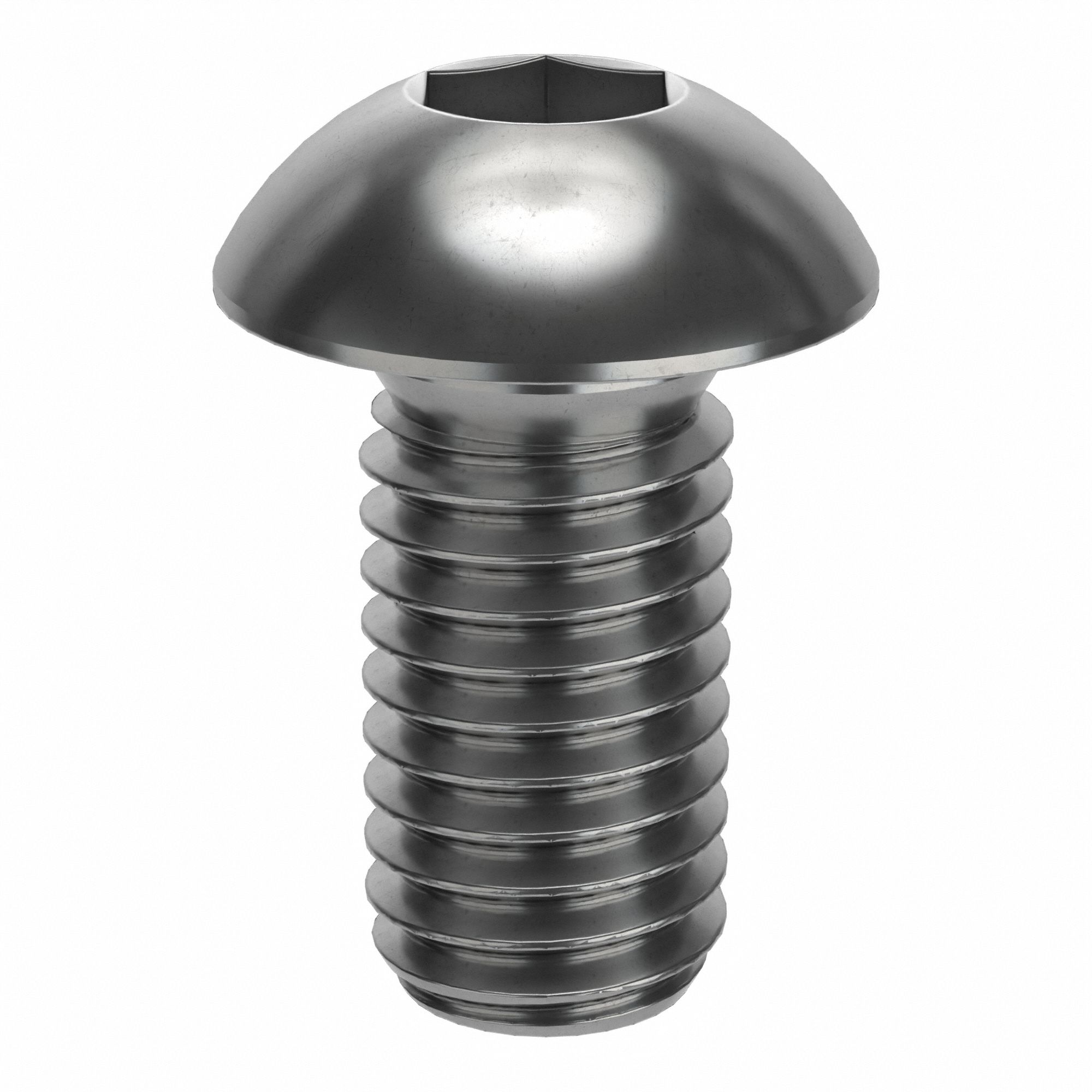 Socket Head Cap Screw: M8x1.25 Thread Size, 16 mm Lg, Button, Plain, Stainless Steel, 18-8, 50 PK