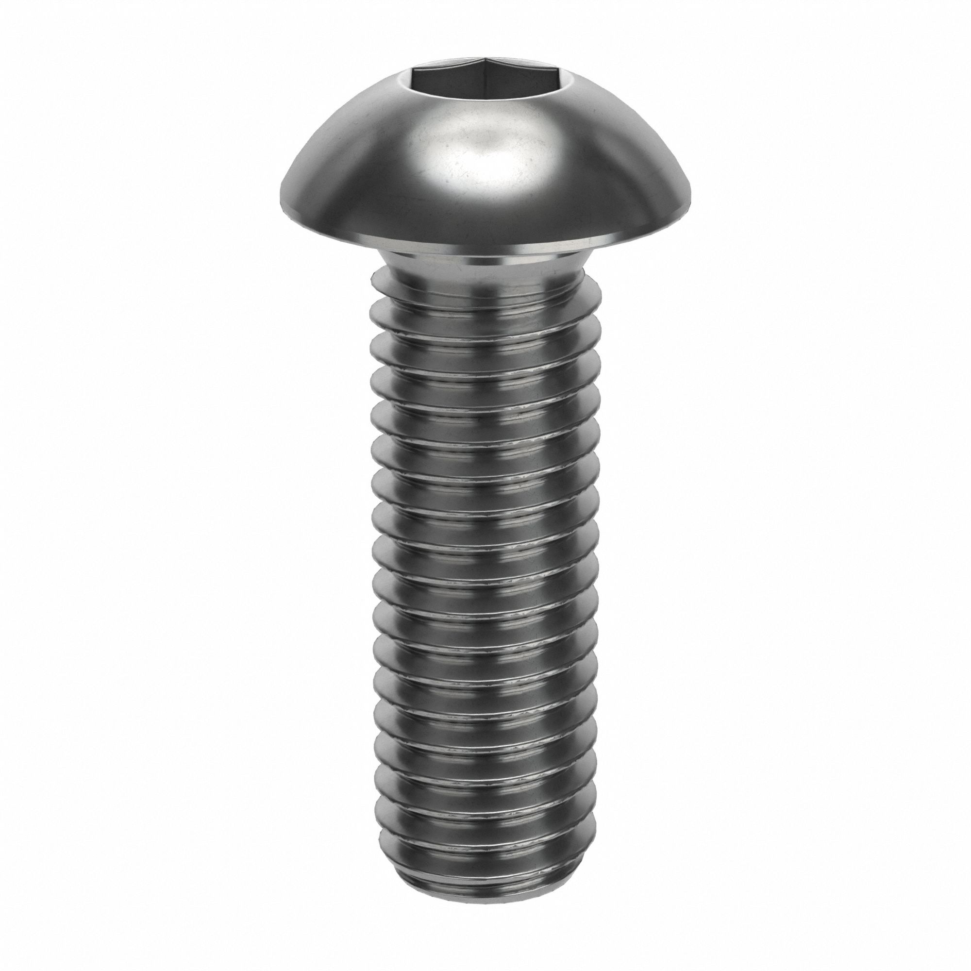 Socket Head Cap Screw: M8x1.25 Thread Size, 25 mm Lg, Button, Plain, Stainless Steel, 18-8, 50 PK