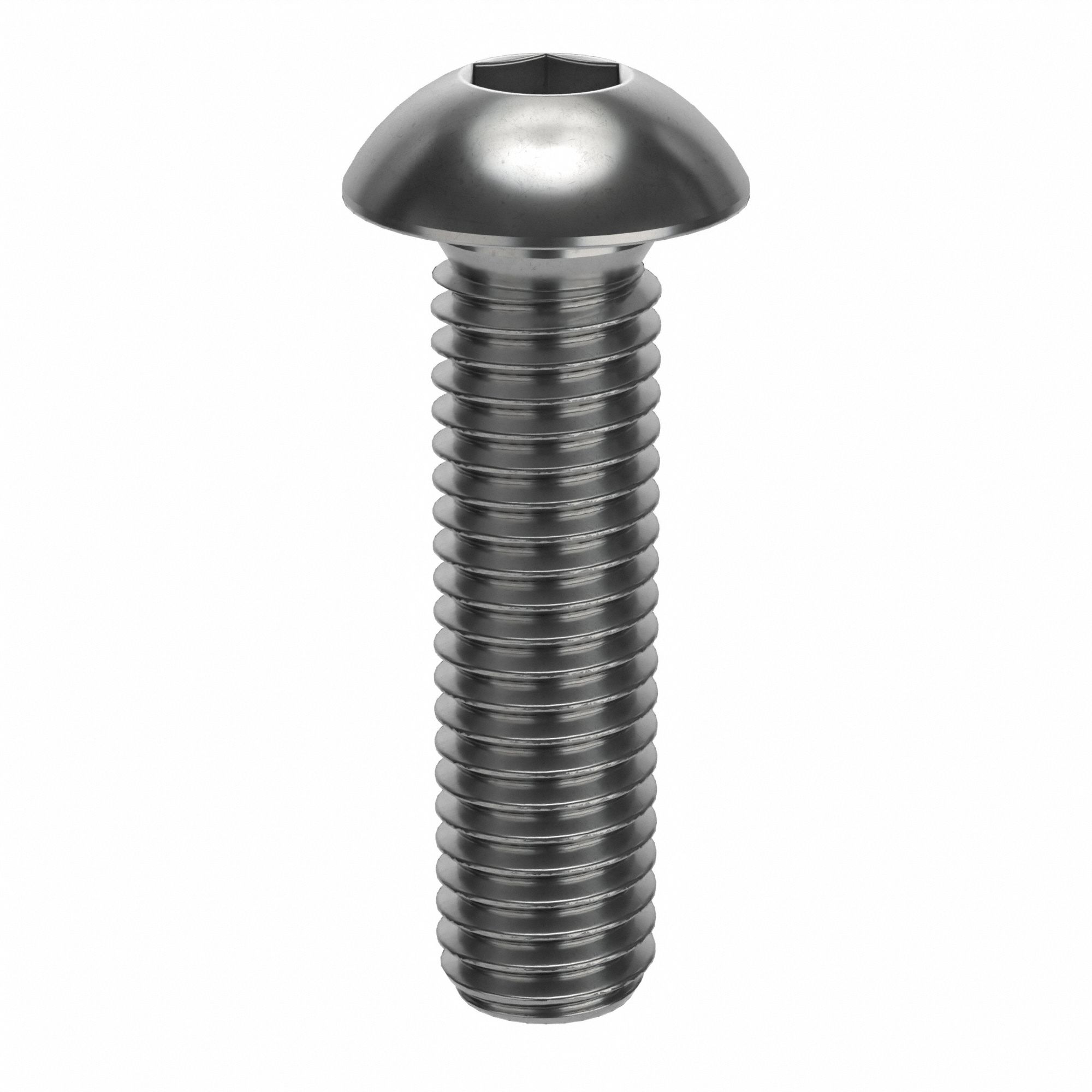 Socket Head Cap Screw: M8x1.25 Thread Size, 30 mm Lg, Button, Plain, Stainless Steel, 18-8, 50 PK