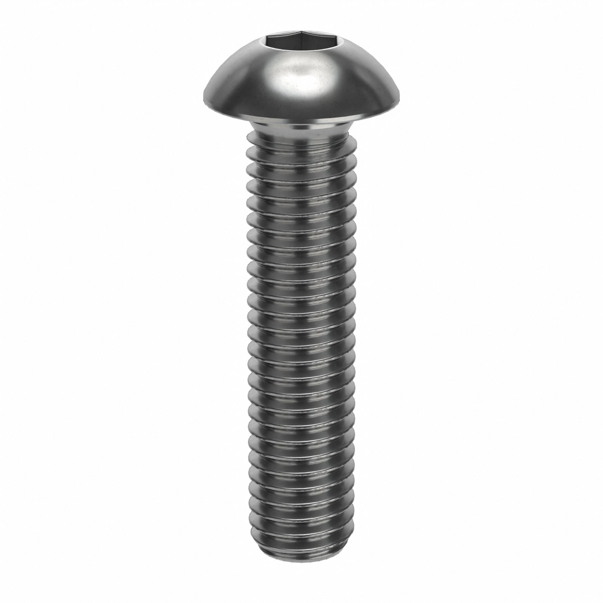Socket Head Cap Screw: M8x1.25 Thread Size, 35 mm Lg, Button, Plain, Stainless Steel, 18-8, 50 PK