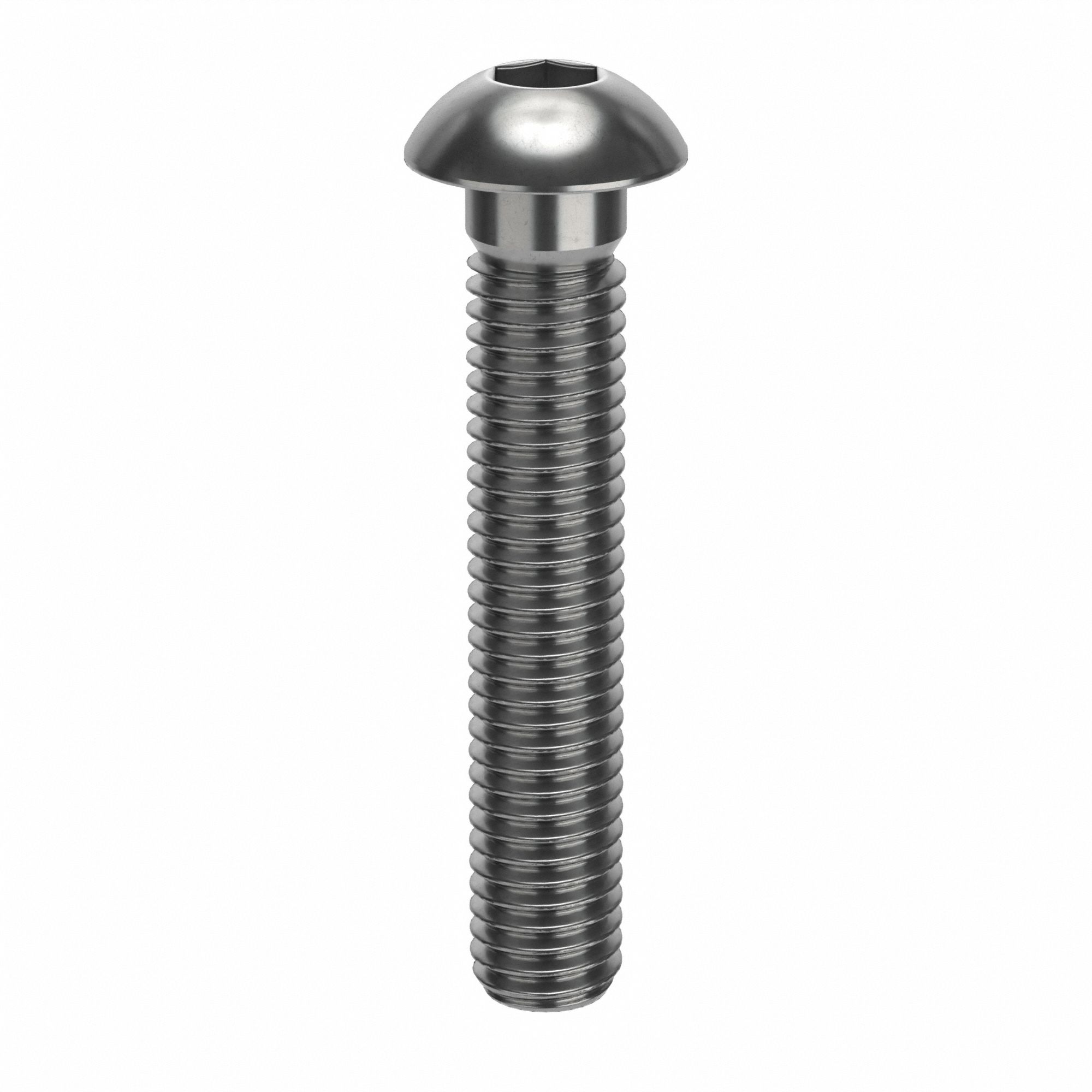 Socket Head Cap Screw: M8x1.25 Thread Size, 45 mm Lg, Button, Plain, Stainless Steel, 18-8, 50 PK