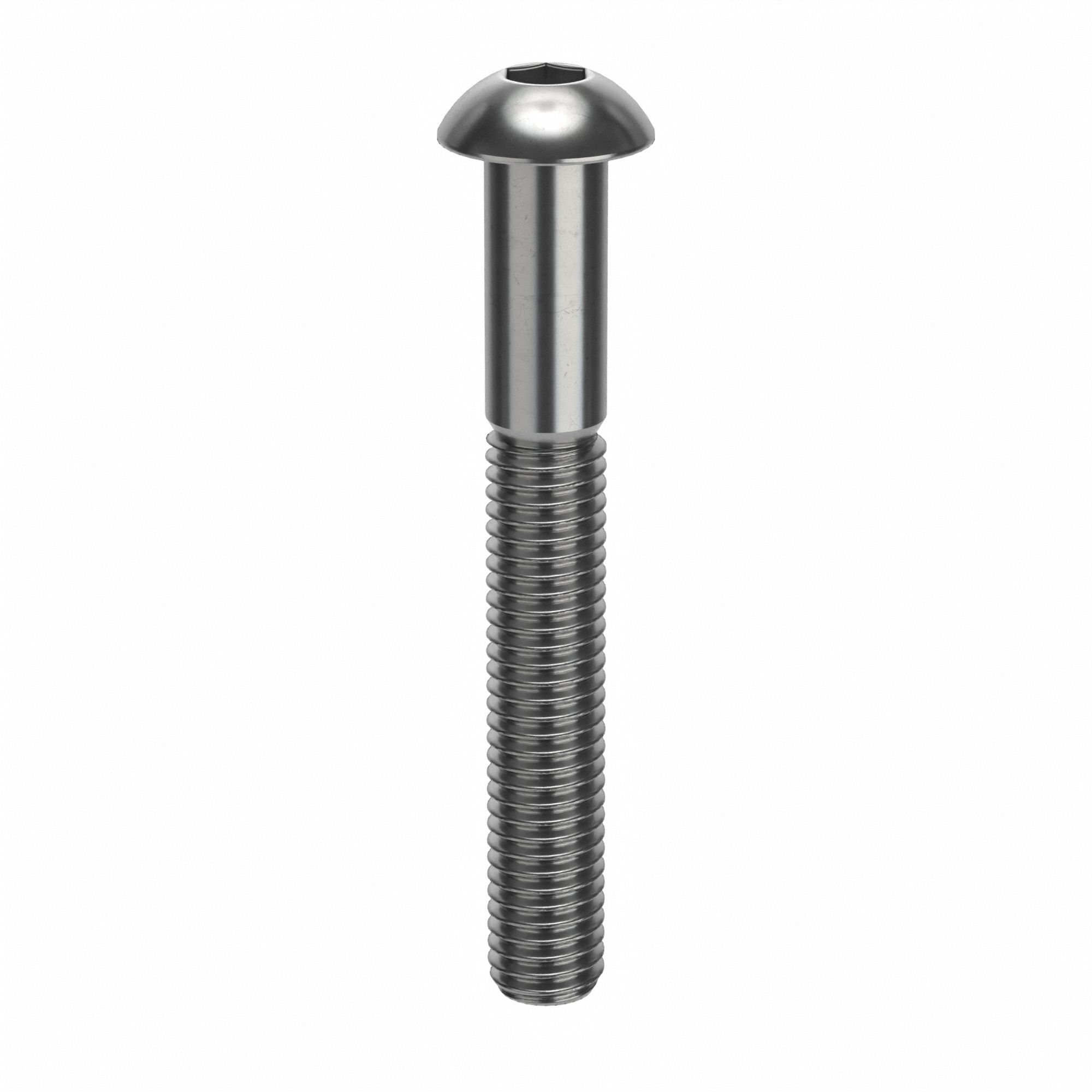 Socket Head Cap Screw: M8x1.25 Thread Size, 60 mm Lg, Button, Plain, Stainless Steel, 18-8, 50 PK