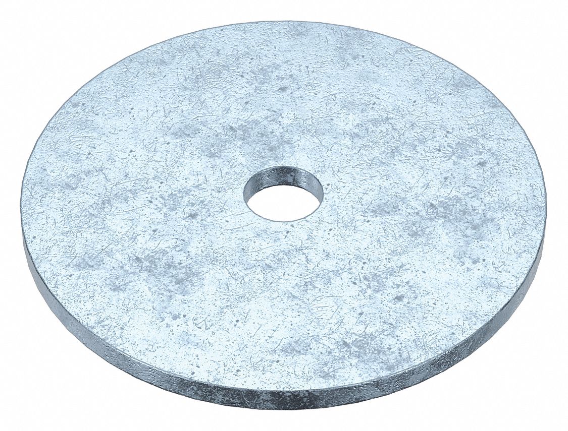 Flat Washer: Zinc Plated, Steel, M6 Screw Sz, 6.5 mm In Dia, 40 mm Out Dia, 1.5 mm Max Thick, 100 PK