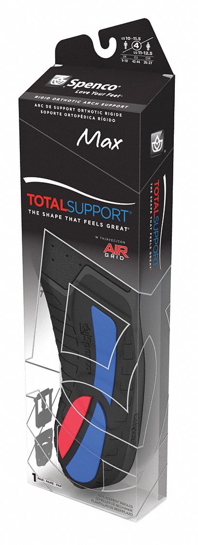 Insole: Shock, 14 to 15 For Shoe Size, Black/Blue, 15 For Men's Shoe Size - Max, Medium, 1 PR