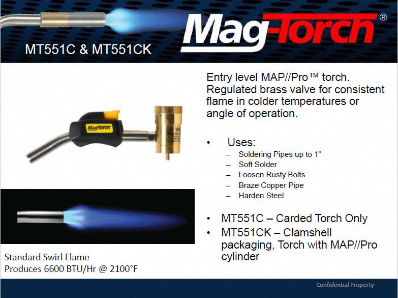 MAGTORCH Swirl Torch Head, Propane/MAPP, Self Igniting 53HX96MT 551 C Grainger
