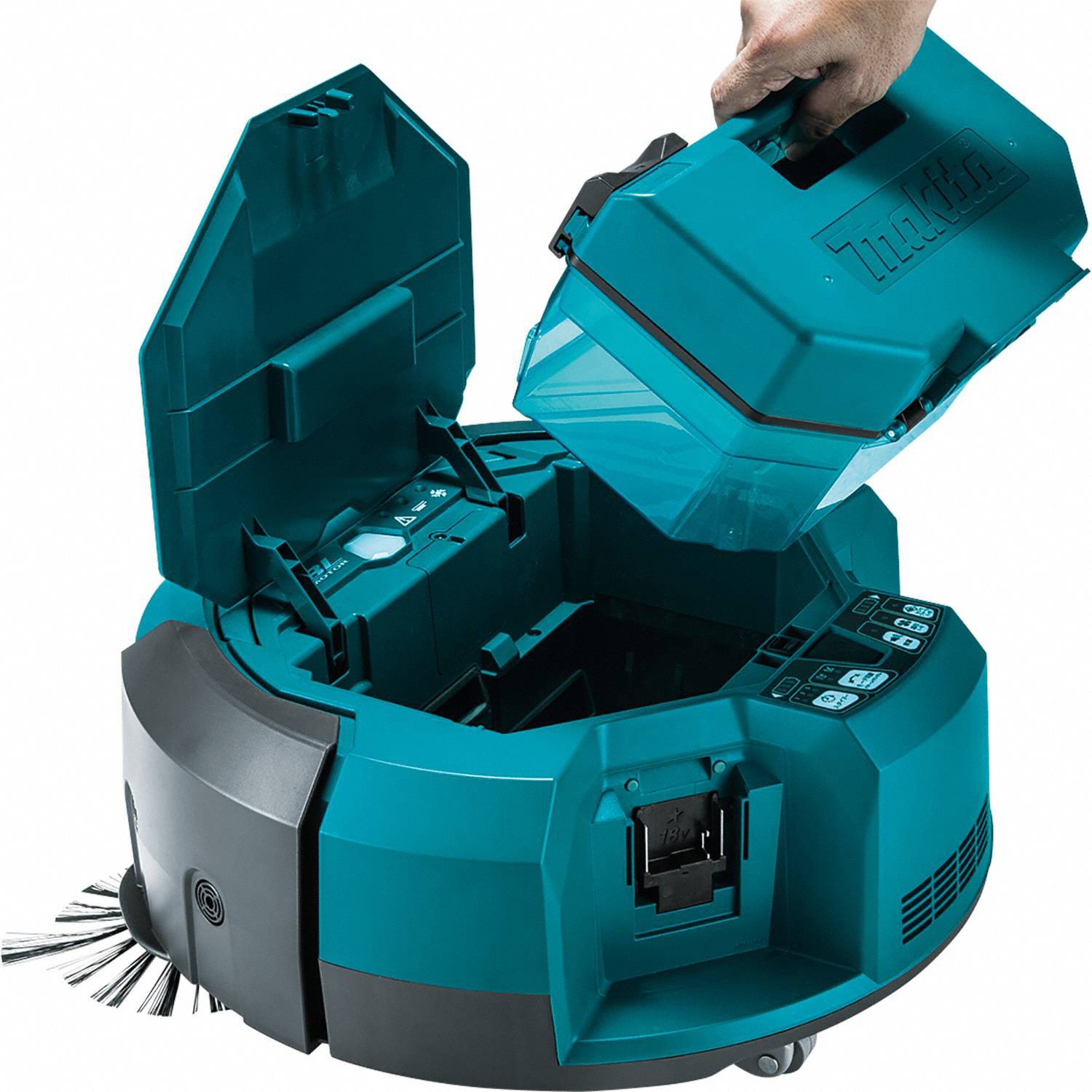 MAKITA Robotic Vacuum, 18 7/8 in Cleaning Path Width, 5/8 gal, 17.2 lb