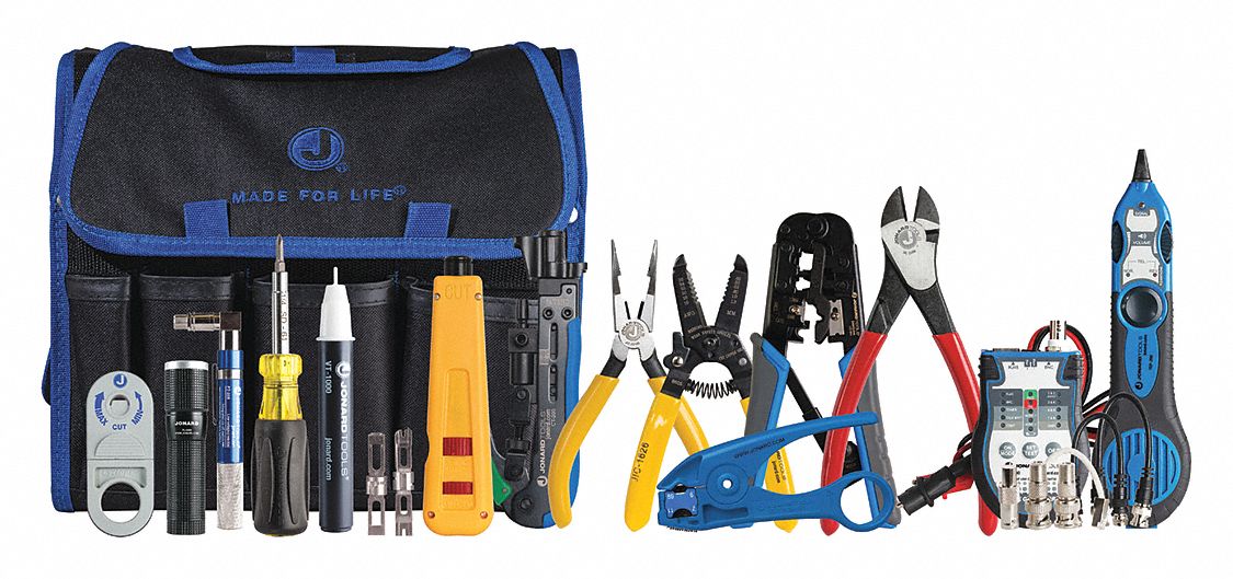 COMMUNICATIONS TOOL KIT, 13 TOTAL PIECES, TOOL BAG, 11 TO 29 PIECES RANGE