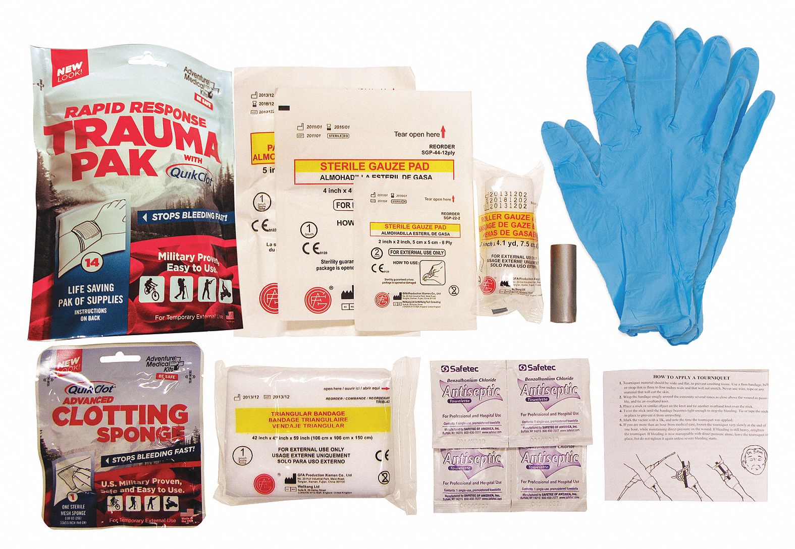 Trauma Kit,  1 People Served,  Number of Components 17,  Number of Pockets 1,  Bulk Kit Type